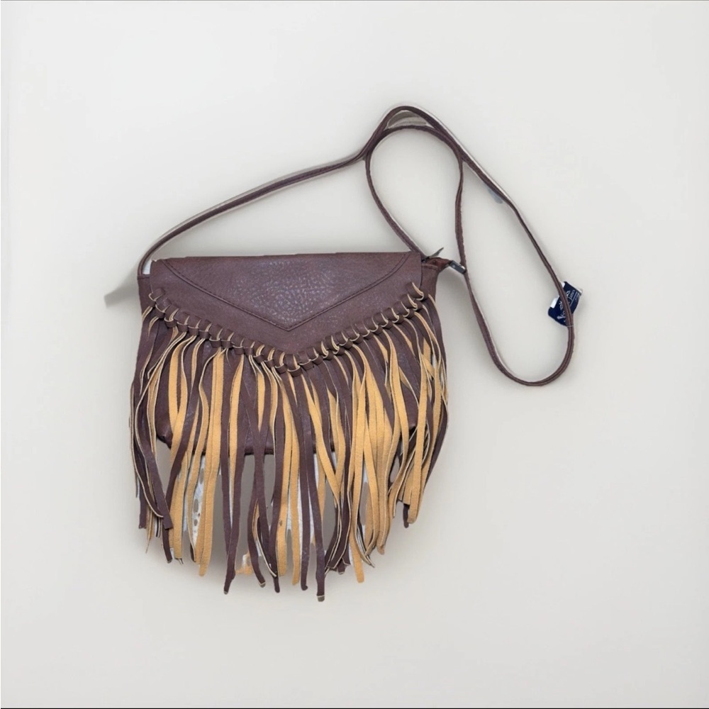 Stylish Fringe Crossbody Bag in Brown and Tan